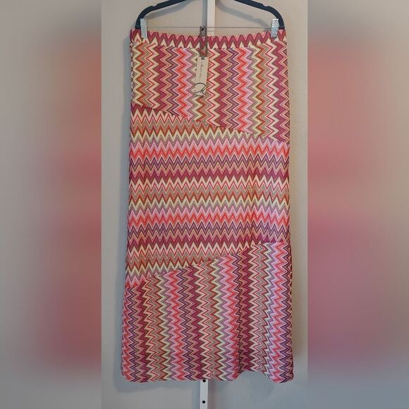 Mod-o-doc Chevron Print Maxi Skirt Sz L - Picture 1 of 9